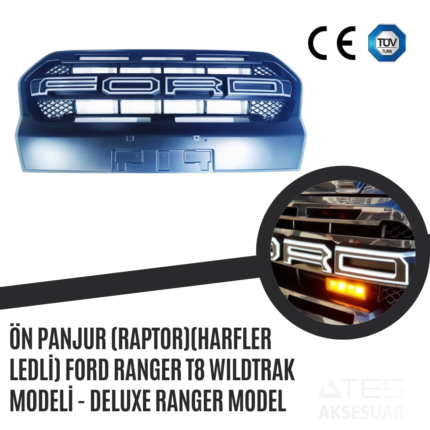Ön Panjur (Raptor) (Harfler Ledli) Ford Ranger T8 Wildtrack Modeli - Deluxe Ranger Model